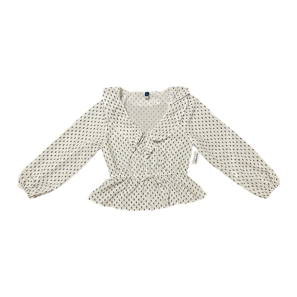Old Navy Waist-Defined Ruffle-Trim Clip-Dot Top for Women - Size M